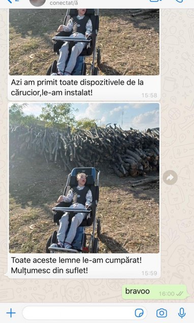 Inca un destin schimbat. Caruciorul procurat Alexandrei a a dus mare fericire pe chipul familiei!