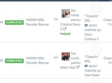 "Cip Auto" SRL de ziua copiilor a venit cu donații generoase pentru Cristina Danu si Mark Vlad, a cate 100.000 lei.