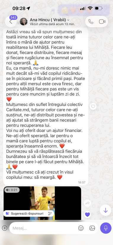 Micuțul Mihai Hâncu a primit șansa la o copilărie fără chinuri. Mulțumim fiecăruia in parte.